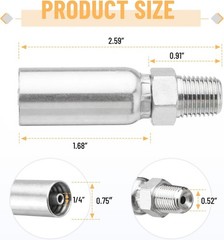 12 x 1/4″ I.D. Hose x 1/4″ NPTF Male W/ Cover Hydraulic Hose End Crimp Fittings