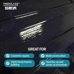 Fiberglass Warehouse Black Gel Coat –Gallon (WAXED) with 2oz MEKP Catalyst