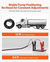 12V DC Fuel Transfer Pump – 10 GPM, Auto Shut-off, Portable, Tractor Use