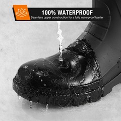 NINGO Men Steel Toe Waterproof Rain Boot Puncture & Slip Resistant Mud Work Boot