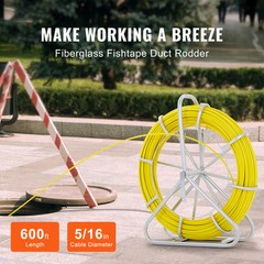 VEVOR Fish Tape Puller Fiberglass 600 ft 5/16 in Wire Cable Running Duct Rodder