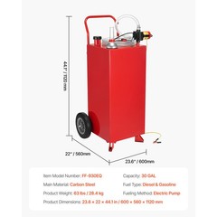 Uimoso 30-Gallon Fuel Caddy with Manual Pump for Gasoline and Diesel, Red