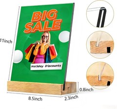 8.5×11 Acrylic Wood Display Stand 3 Pack T/L Vertical Slant Back Wedding Rest…