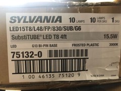 10 Pack Sylvania 75132 LED15T8/L48/FP/830/SUB/G6 Plug&Play 120/277V 4FT 30K