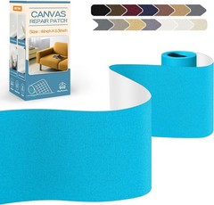 Blue Canvas Repair Tape, Self-Adhesive Patch – 4×63 Inches