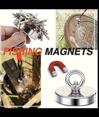 2500 LBS Strong Fishing Magnet Kit Single-sided Pull Force and Rope Carabiner US