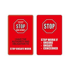 Stop Working Authority Card Red, Remind Employees to Stop Unsafe Unsure Work