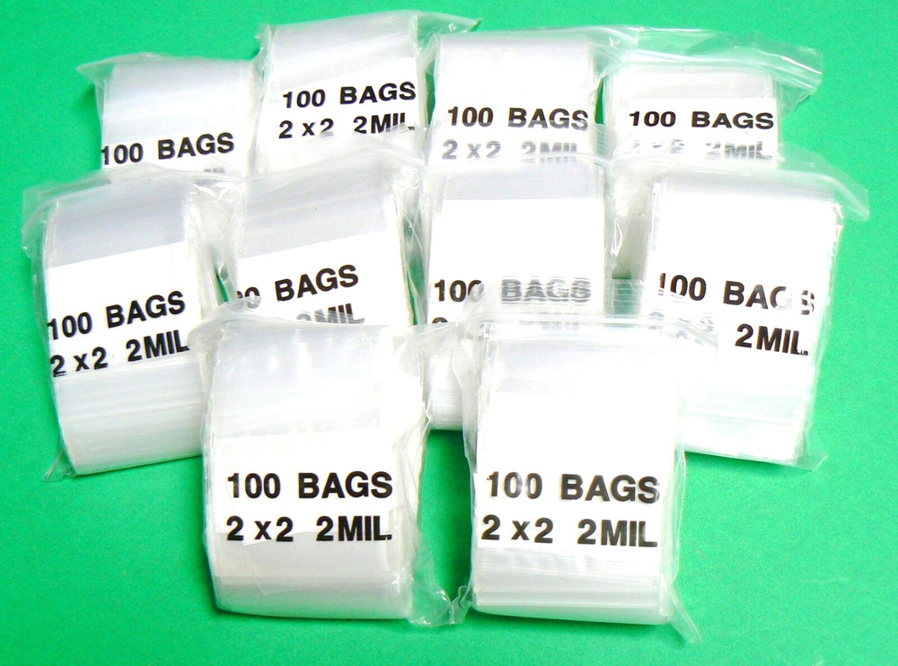 2×2 Bags 2mil Poly Reclosable White Block 1,000 Small 2″ Square Baggies 1000 pcs