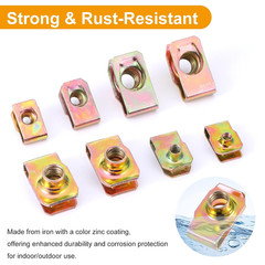 100 PCS U-Clip Nut Set for Auto Car – M4 M5 M6 M8 Assortment Kit (25 Each), Colo