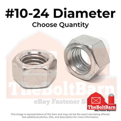 #10-24 Stainless Steel Finished Hex Nuts (Choose Qty)