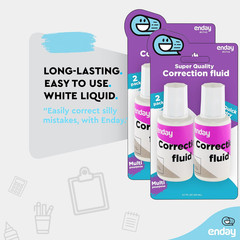 Enday Liquid Correction Fluid Pack of 4, White Fluid .7 Fl. Oz. / 20 Ml