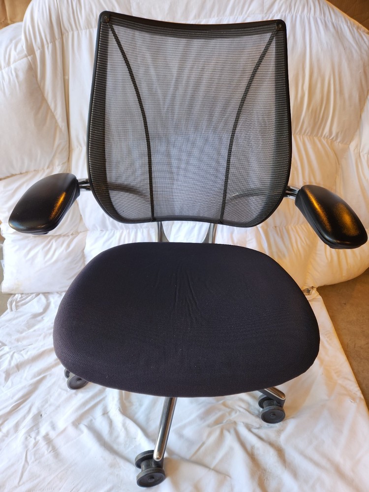 Humanscale Liberty ERGONOMIC Chair Polished Aluminum BLACK seat NEW ARM PADS