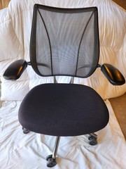Humanscale Liberty ERGONOMIC Chair Polished Aluminum BLACK seat NEW ARM PADS