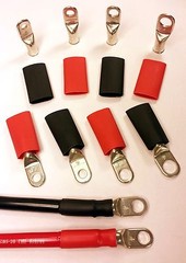4 AWG Gauge Cable Lugs Ring Terminals Battery Wire Connectors w Adh Heat Shrink