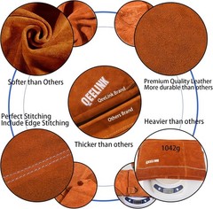 Stylish Brown Leather Apron – Adjustable Size, 6 Pockets, Flame-Resistant Safety