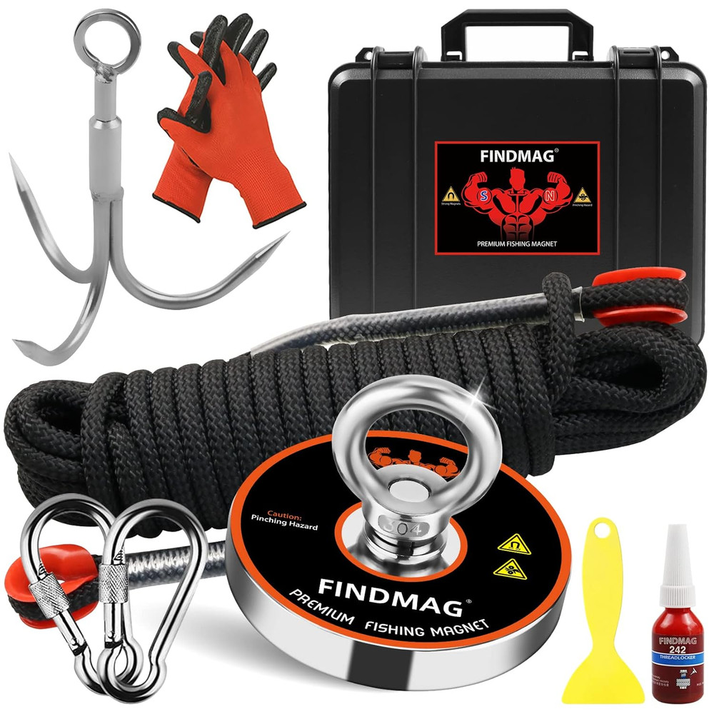 Magnet Fishing Kit with Case Fishing Magnets 1000 LBS Pulling Force Super Strong