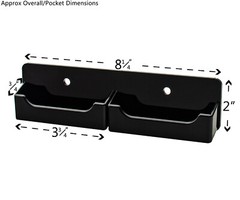 Black 2 Pocket Horizontal Business Card Holder Wall Mount Hanging Acrilyc