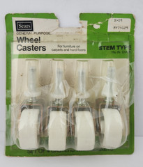 Vintage Sears General Purpose Wheel Casters Stem Type 1 5/8″ Set of 4 NOS