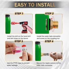 Pig Nipple Waterer 5 Pack Stainless Automatic Hog Drinker Barrel Kit Piglet Feed