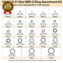 O Ring Kit 1050 PCS, O Ring Assortment Kit 21 Size, Metric Nitrile Rubber O Ring