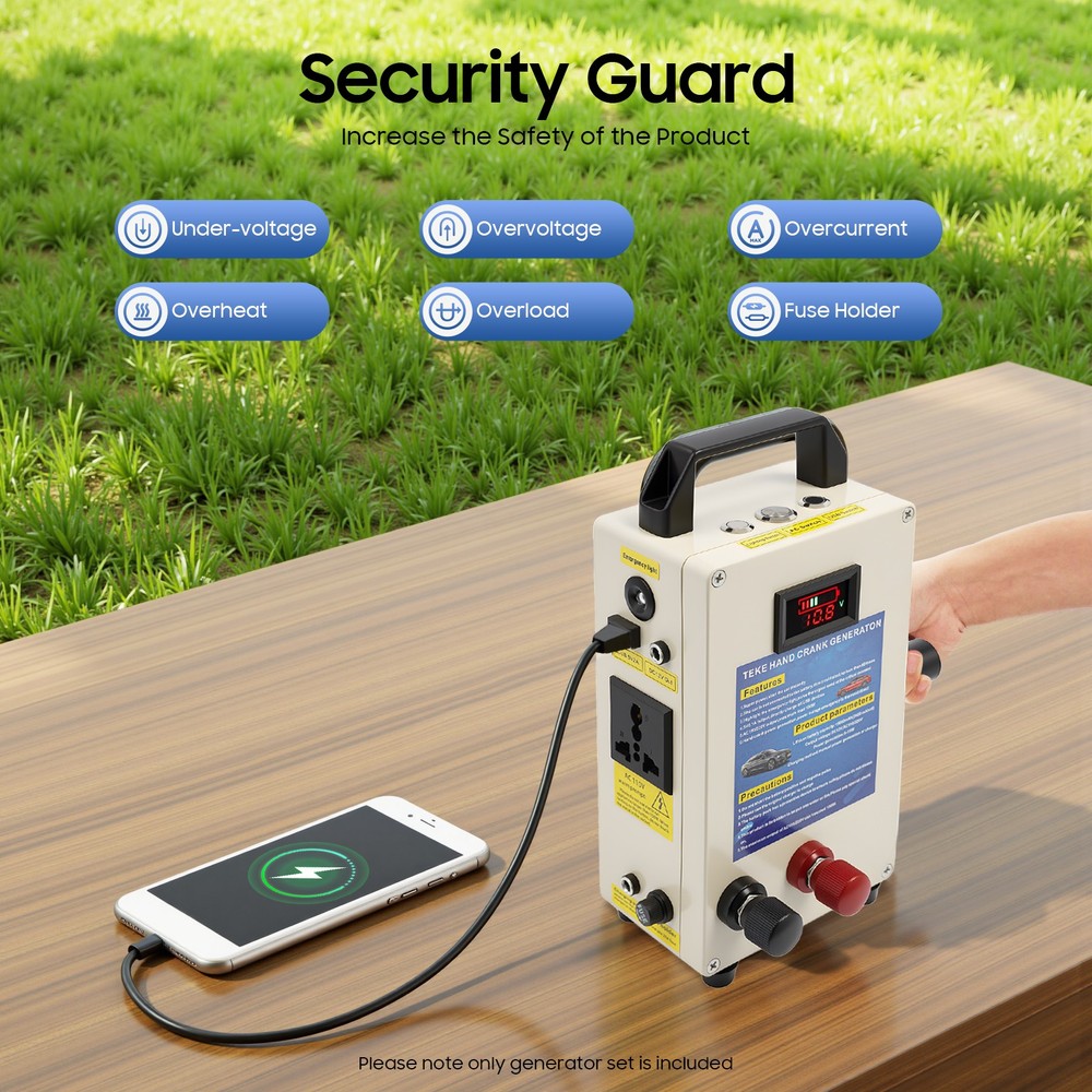 150W Portable Manual Hand Crank Dynamo Generator Emergency Survival Power Energy