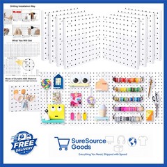 8Pcs White Pegboard Panels with Mounting Kits for Easy Installation and Storage