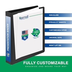 Samsill 2 Inch 3 Ring Binders, Economy Round Ring, Clear View 4-Pack, Black