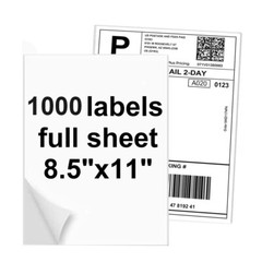 1000 Shipping Labels 8.5×11 Full Sheets Self Adhesive for Inkjet & Laser Printer