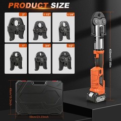 1/2″ -2″ Pro Press Tool Pipe Crimping Kit Press Tool Battery Kits with 6 Jaws