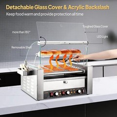 ROVSUN Electric 18/30 Hot Dog 7/11 Roller Grill Cooker Machine Cover Bun Warmer