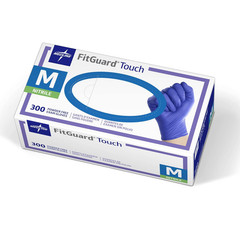 Medline Fitguard Touch Nitrile Exam Gloves, Disposable, Powder-Free, Cobalt Blu