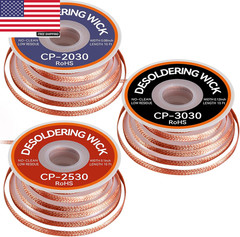 3PCS Premium Desoldering Wick – 3 Sizes Solder Wick Braid (0.08″, 0.1″, 0.12″ X