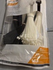 500 Pack HDX Assorted Length Nylon Zip Ties 8/11/14 Inch 250 Black & 250 White