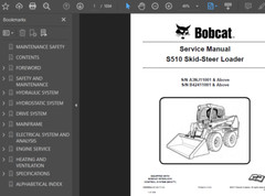 BOBCAT S510 SKID STEER LOADER MANUAL OPERATORS SERVICE REPAIR SHOP OWNERS PDF