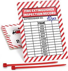 Fire Extinguisher Inspection Tags -2029, Plastic 2.25 x 3 Inch Red Waterproof,
