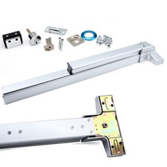 Door Push Bar Panic Exit Device with Lock Commercial Emergency Hardware Silver