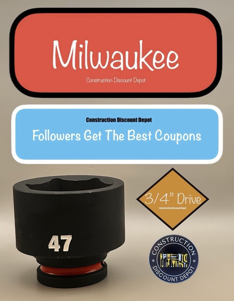 Milwaukee 49-66-6385 47mm Shockwave Impact Duty 3/4 In. Drive Standard 47 mm