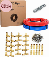 1/2 Inch 2 X 100 Ft (200 Ft) Pex-B Pipe/Tubing, 30 Pcs 1/2-Inch Barb Crimp Brass