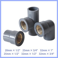 PVC Water Pipe Fitting Copper Female Thread Equal/Reducing Connector 20/25/32mm