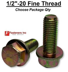 1/2-20 Fine Thread Grade 8 Flange Frame Bolt Yellow Zinc Plated 1/2″ Dia. NF