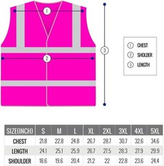 Two Tone High Visibility Pink Safety Vest Size Small – 5XL
