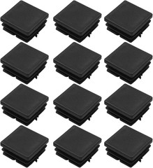 12 Pack 1″ Square Plastic Plugs, Black Tubing End Caps Plugs Insert for Square T