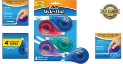 BIC EZ Correct 4-Count White Correction Tape – Instant, Tear-Resistant Solution