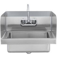 VEVOR Wall Mount Hand Wash Sink 17″x 15″ Stainless Steel w/ Faucet & Splash NSF