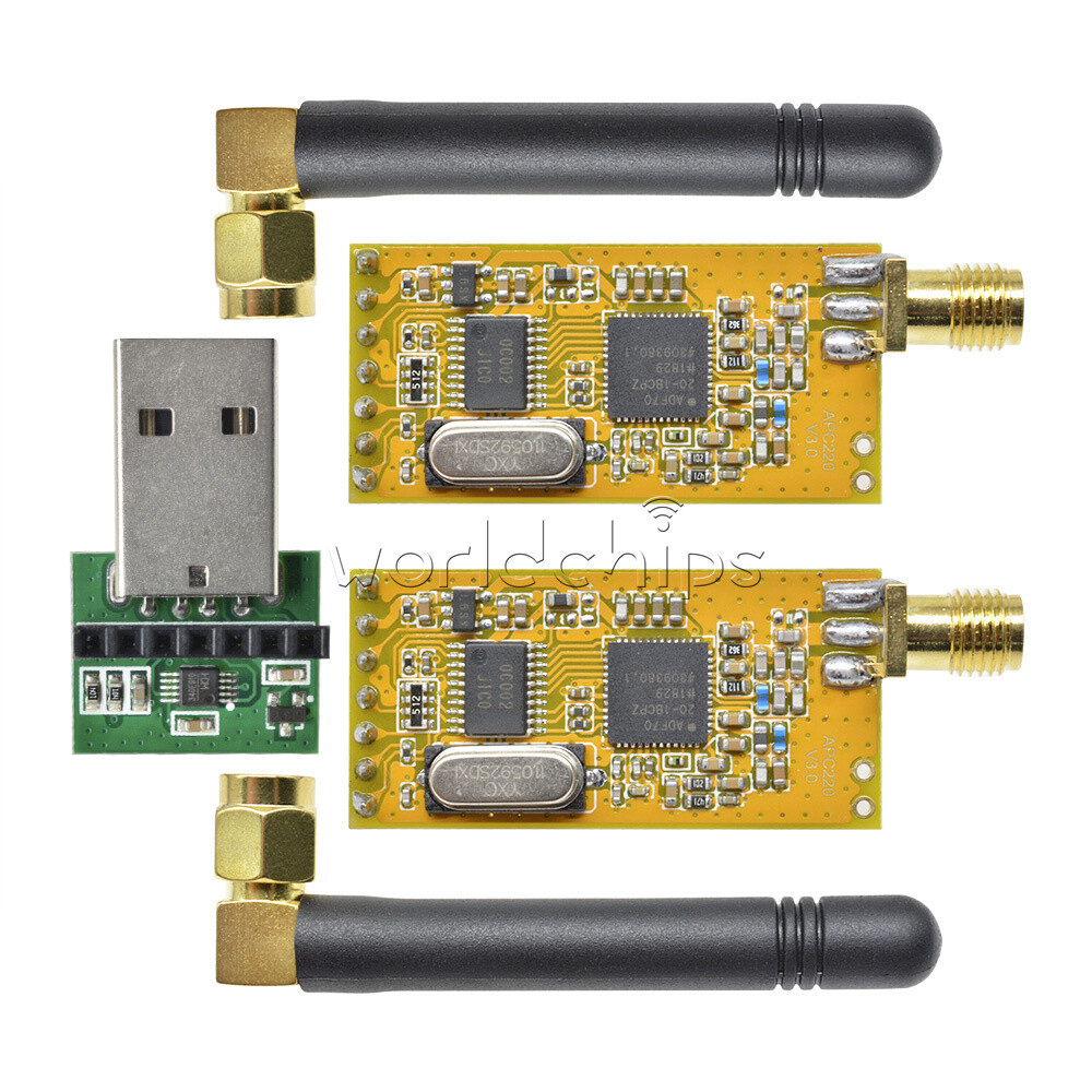 APC220 Wireless RF serial Data Modules With Antennas USB Converter New