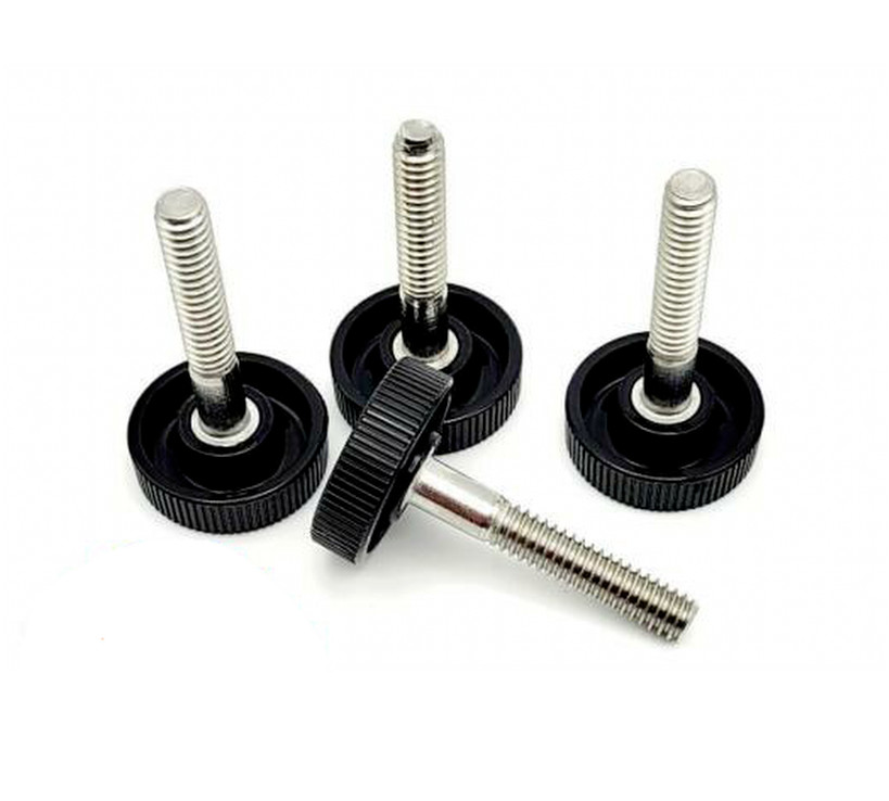 1/4″-20 x 1 1/2″ Knurled Thumb Screw Bolts Stainless Steel Black Round Knob
