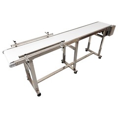 110V 82.7″*7.8″ Food Grade White PU Belt Conveyor Stainless Steel Body 120W