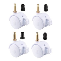 4pcs 1.5″ Swivel Caster Wheels Grip Neck Stem Caster White with Brake and Socket