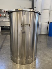 55 Gallon Stainless Steel Drum Sanitary Seamless Open Top with Lid and Handles