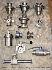 LOT OF Used Sanitary Valves Check Valves Fittings Clamps Parts Etc FREE SHIPPING